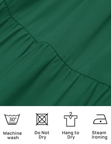 ZESICA Women's Casual Crew Neck Flutter Sleeve Smocked High Waist Hollow Out Lace Trim Tiered A Line Midi Dress,ForestGreen,Small - Image 6