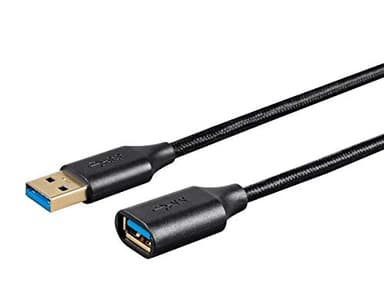 Monoprice USB 3.0 Premium Extension Cable - Type-A Male to Type-A Female, Braided Nylon Jacket, 6 Feet, Black - Image 2