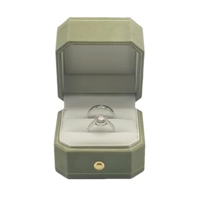 MTJYQYF 2 Slots Velvet Wedding Ring Box, Octagon Engagement Ring Box Ring Display Holder Case with Hinged Lid for Proposal Engagement Wedding, 2.44x2.44x2.17 IN-U2-PRB002-Green - Image 1