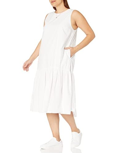 The Drop Women's Ilana Loose Sleeveless Wide-Hem Poplin Maxi Dress, White, XS - Image 4