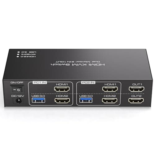 HDMI KVM Switch 2 Monitors 2 Computers 4K@120Hz USB 3.0 KVM Switch Share Dual Monitor and 4 USB Devices Support Extended/Copy Mode - Image 1