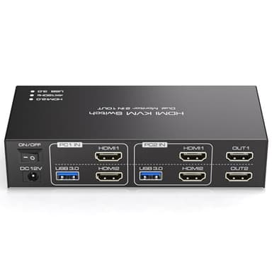 HDMI KVM Switch 2 Monitors 2 Computers 4K@120Hz USB 3.0 KVM Switch Share Dual Monitor and 4 USB Devices Support Extended/Copy Mode - Image 1