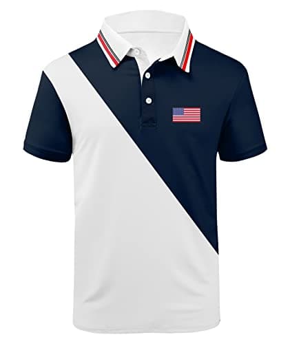 ZITY Golf Polo Shirts for Men Short Sleeve Athletic Tennis T-Shirt Navy White L - Image 1
