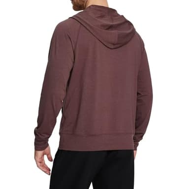VANCAMEL Zip Up Hoodie for Men Casual Lightweight Sweatshirts Long Sleeve Stretch Performance Golf Hooded with Pocket Brick Heather - Image 2