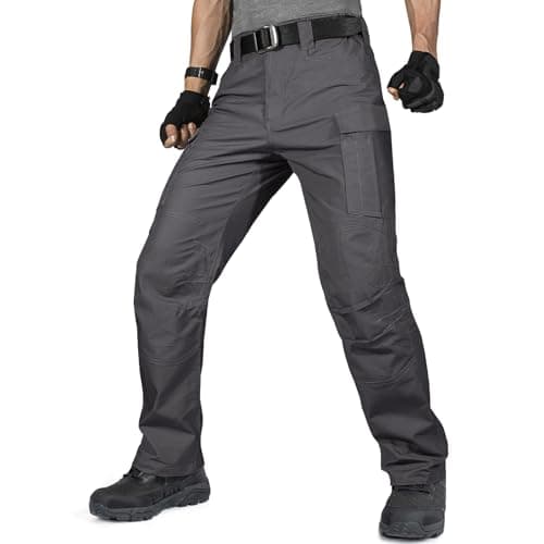 FREE SOLDIER Men's Water Resistant Pants Relaxed Fit Tactical Cargo Work Pants with Multi Pocket (Gray 36Wx28L - Image 1