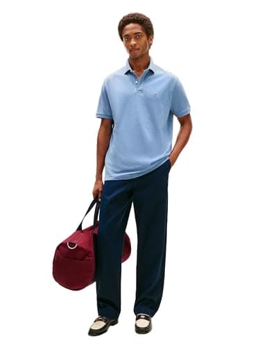 Tommy Hilfiger Men's Polo Shirt Regular Fit, Medium Chambray Large - Image 3
