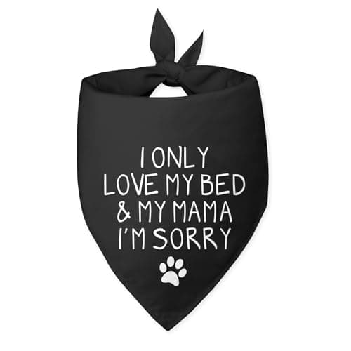 I Only Love My Bed and My Mama Puppy Dog Scarf I Love My Mom Dog Bandana Funny Cute Black Dog Bandana Photo Prop Pet Scarf Accessories for Pet Dog Lovers Dog Mom Gifts - Image 1