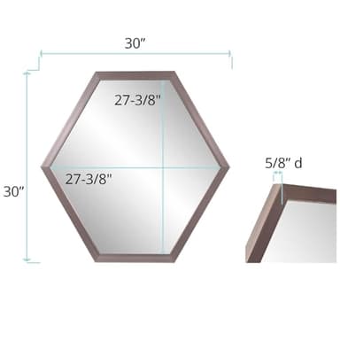 Howard Elliott Graphite Foil 6 Sided Hexagon Wall Hanging Mirror, Geometric Design Metal Frame Accent Mirror Decor for Living Room, Entryway, Bedroom & Bathroom, 30 x 30 Inch, Gray - Image 7