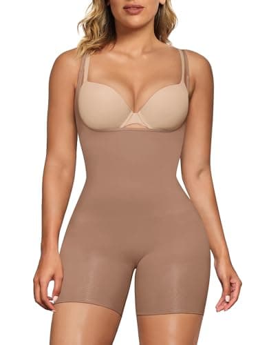 SHAPERX Open Bust Shapewear Tummy Control Bodysuits for Women Seamless Compression High Waisted Body Shaper, SZ5258-Sienna-L/XL - Image 1