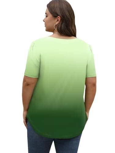 Plus Size Tops for Women Fashion Ombre Shirts Cute Crewneck Comfy Tees YH004 2XL - Image 2