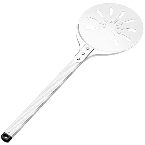 TUVOLLZ Pizza Turning Peel - 8" Perforated Pizza Peel Turner Long Handle - Lightweight Aluminum Metal Turning Peel Paddle - Accessory for Indoor and Outdoor Ovens - Image 1