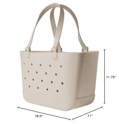 Simple Modern Large Beach Bag | Waterproof Getaway Rubber Tote with Zipper Pocket for Travel, Pool, Boat, Groceries, Sports | Almond Birch - Image 9
