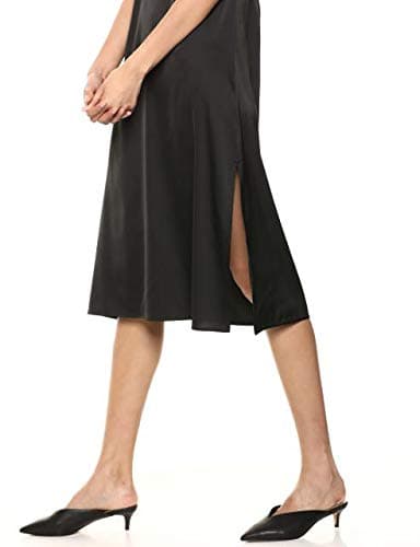 The Drop Women's Ana Silky V-Neck Midi Slip Dress Dress, -Black, L - Image 3