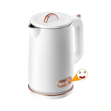 OLEGA Electric Kettle - 1500W Electric Tea Kettle 1.8L Stainless Steel Inner Electric Kettles for Boiling Water Auto Shut Off Boil-Dry Protection Electric Water Kettle for Coffee Tea White - Image 1