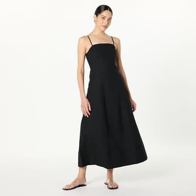 The Drop Women’s Daphne Square Neck Linen Maxi Dress, Black, L - Image 4