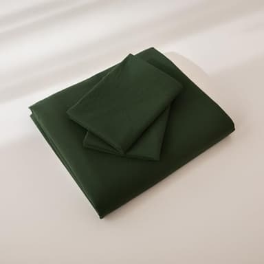 JIYUAN 100% Washed Cotton Duvet Cover Set 3 Pieces Oversized Queen, 1 Duvet Cover 98x98 Inches(Comforter Not Included) and 2 Pillowcases,Linen Feel Bedding Set Comfy and Breathable,Forest Green - Image 7