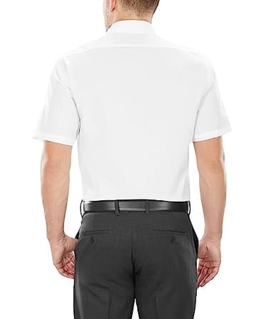 Van Heusen Men's Short Sleeve Dress Shirt Regular Fit Poplin Solid, White, 18" Neck - Image 2