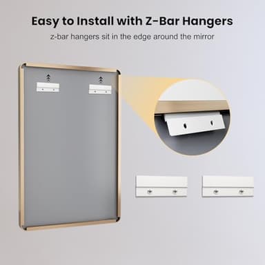 LOAAO 72”X36” Gold Bathroom Mirror, Rounded Rectangle Gold Frame Mirror, Brushed Gold Bathroom Vanity Mirror Wall-Mounted, Anti-Rust, Tempered Glass, Hangs Horizontally or Vertically - Image 6