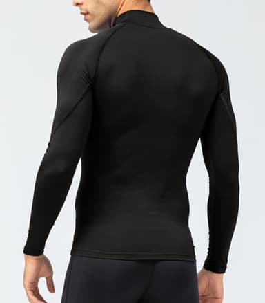 SPVISE Men's Compression Shirt Long Sleeve Mock Turtleneck Athletic Workout T-Shirts Running Tops Cool Gym Undershirts Black - Image 3