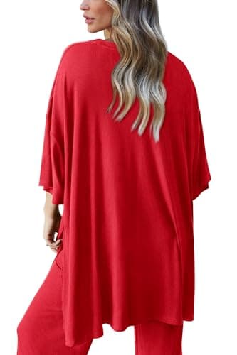 PRETTYGARDEN Two Piece Sets For Women Summer Fashion Lounge Matching Set 2025 Travel Vacation Airport Outfits Clothing (Red,Large) - Image 2