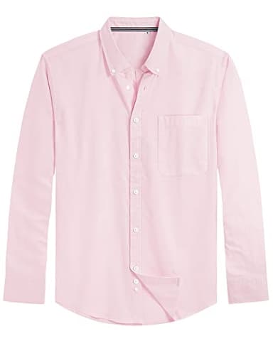 J.VER Mens Oxford Dress Shirts Regular Fit Long Sleeve Button Down Collar Shirt with Pocket Light Pink X-Large - Image 2