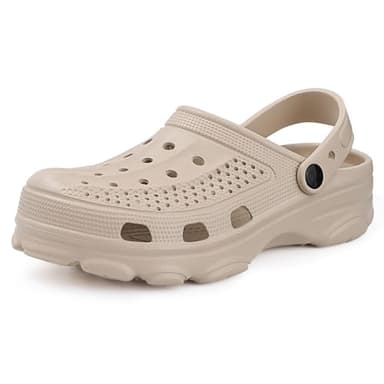 Beslip Womens Mens Garden Clogs Shoes with Arch Support Unisex Comfort Slip-on Sandals, Khaki 43 (10.5-11 Women/9-9.5 Men) - Image 1