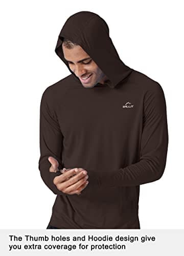 Willit Men's UPF 50+ Sun Protection Hoodie Shirt Long Sleeve SPF Fishing Outdoor UV Shirt Hiking Lightweight Bark Brown S - Image 2