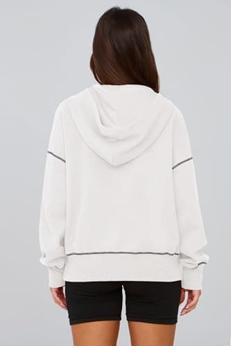 PRETTYGARDEN Women's 2025 Fall Hooded Sweatshirts Long Sleeve Half Zip Cropped Hoodies Pullover Winter Fashion Clothes (White,Small) - Image 2