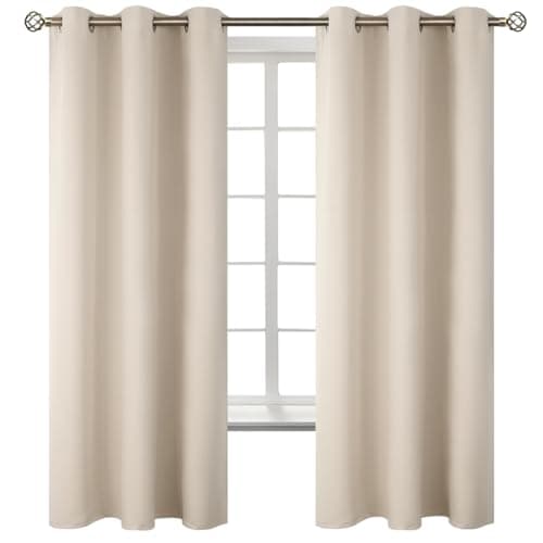BGment Blackout Curtains - Grommet Thermal Insulated Room Darkening Bedroom and Living Room Curtains, Set of 2 Panels (38 x 63 Inch, Champagne) - Image 1