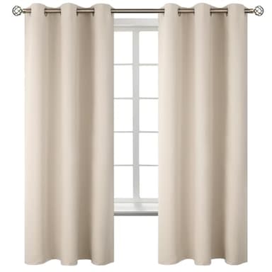BGment Blackout Curtains - Grommet Thermal Insulated Room Darkening Bedroom and Living Room Curtains, Set of 2 Panels (38 x 63 Inch, Champagne) - Image 1