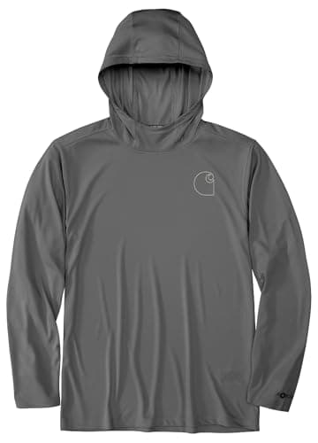 Carhartt Men's Force Sun Defender™ Lightweight Long-Sleeve Hooded Logo Graphic T-Shirt, Steel, X-Large - Image 4