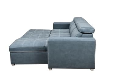 THSUPER 102'' Microfiber L Shaped Sectional Sleeper Sofa Couch with Pullout Bed and Storage Chaise, Convertible Couches with Adjustable Headrest for Living Room, Reversible Chaise. Navy Blue - Image 5