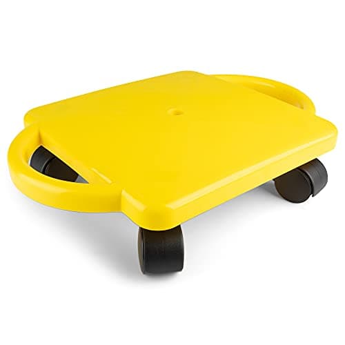 Champion Sports Standard Scooter Board with Handles, Assorted Colors (Yellow or Blue), 12 Inches - Image 1