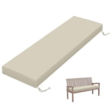 Tounosnt Outdoor Bench Cushion Inch Thick Waterproof Patio Furniture Cushions (Cream, 60 x 18 x 3.5) - Image 1