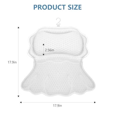 SetSail Bath Pillow, Relaxing Bath Pillows for Tub Neck and Back Support Soft 4D Breathable Air Mesh Ergonomic Bathtub Pillow with 6 Strong Suction Cups and Hook Luxury Bathroom Accessories,White - Image 7