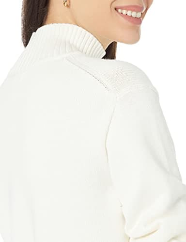 Amazon Essentials Women's Pull-Over Cotton Sweaters, Funnel-Neck, Available in Plus Size, Eggshell White, X-Large - Image 3