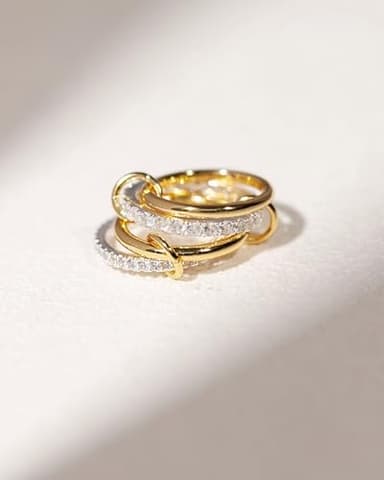 TLY Stackable Gold Rings for Women 18K Gold Plated Interlocking Ring Stack Set Gold Silver Mixed Metal Statement Rings Waterproof Dainty Cubic Zirconia CZ Fashion Connected Band Thumb Ring Size 4-11 Christmas Gifts Stocking Stuffers - Image 7