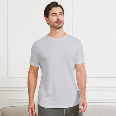 netdraw Men's Ultra Soft Bamboo Viscose T-Shirt Curve Hem Lightweight Cooling Short Sleeve Casual Basic Tee Shirt, Light Platinum, Medium - Image 4