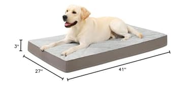 KSIIA Orthopedic Dog Bed, Waterproof, 41 x 27 Inch, Gray, Deluxe Plush, Removable Cover, Durable Zipper, Orthopedic Foam, 3-Inch Thick, For Dogs Up to 80lbs - Image 7