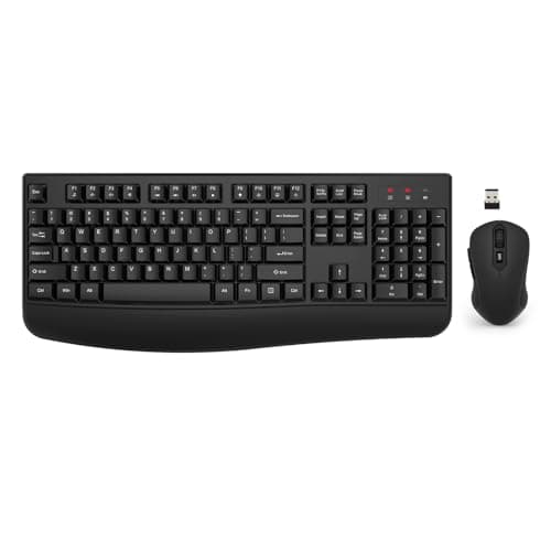 Wireless Keyboard and Mouse Combo, EDJO 2.4G Full-Sized Ergonomic Computer Keyboard with Wrist Rest and 3 Level DPI Adjustable Wireless Mouse for Windows, Mac OS Desktop/Laptop/PC - Image 1
