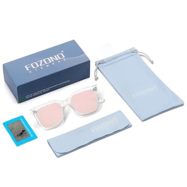 Fozono Large Square Sunglasses Trendy Polarized Sunglasses for Women Men Classic Retro Style UV400 Protection Pink - Image 6