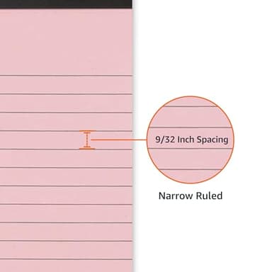 Amazon Basics Narrow Ruled 5-Inch by 8-Inch Lined Writing Note Pads, 6 Count (50 Sheet Pads), Multicolor - Image 3