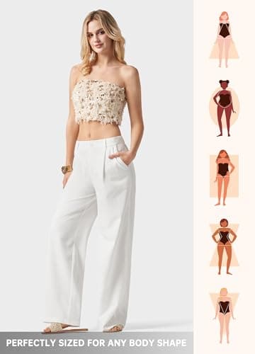 Willit Women's Pants Wide Leg Pants Work Dress Casual Slacks Business Pants with Pockets 29" White M - Image 5