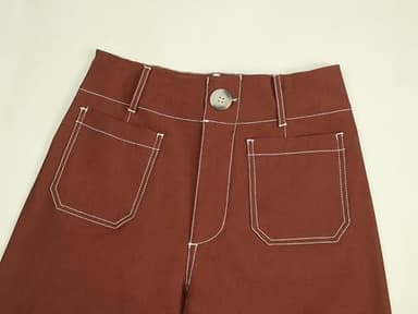 miduo Womens Slim Spring Pants Contrast-Stitch High Waist Zipper Button Cropped Wide Leg Trousers Straight Leg Pants with Pockets Brown 29 - Image 8