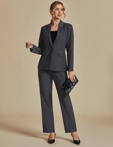 Luvamia Dressy Pantsuit for Women - Two Piece Charcoal Suit, Size X-Large (Fits 16/18) - Image 7