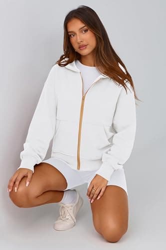 PRETTYGARDEN Hoodies for Women Sweatshirt Zip Up Hoodie Fall Fashion 2025 Trendy Long Sleeve Jackets Winter Clothing Outfits (White,Small) - Image 8
