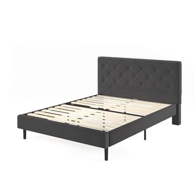 ZINUS King Shalini Upholstered Platform Bed Frame with Headboard [New WonderBox(TM) Version], Wooden Slat Support, No Box Spring Needed, Easy Assembly, Eco Friendly Packaging, Dark Grey - Image 3