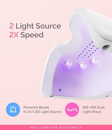 MelodySusie UV Nail Lamp, ART06F UV Light for Gel Nails, Nail Dryer with 2 Timer, Fast Curing Gel Nail Polish Nail Art Tools for Desk and Handheld use, Starter-Friendly Mini Manicure Accessories-White - Image 2