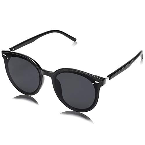 SOJOS Classic Round Sunglasses for Women Men Retro Vintage Shades Large Plastic Frame Sunnies SJ2067 with Black Frame/Grey Lens - Image 1