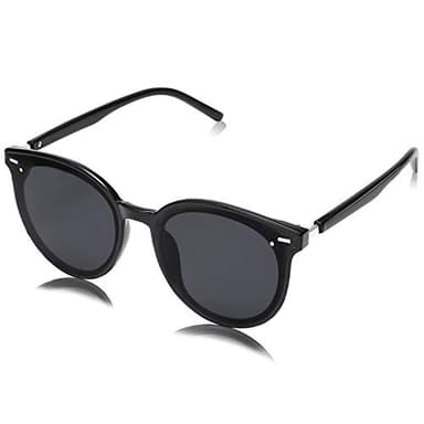 SOJOS Classic Round Sunglasses for Women Men Retro Vintage Shades Large Plastic Frame Sunnies SJ2067 with Black Frame/Grey Lens - Image 1